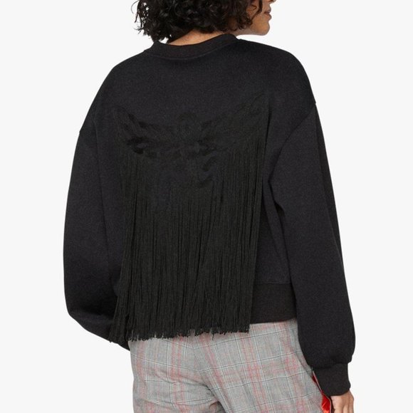 MCM Women's Laurel Fringe Tassel Sweatshirt Made in Italy - Picture 4 of 4